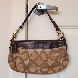 Coach Madison Opt Art Signature Khaki Purse Handbag Gold Brown